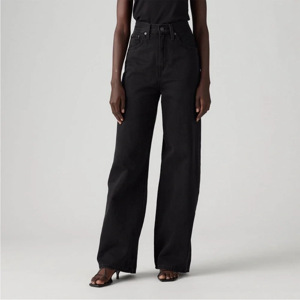 Levi’s Women’s High Rise Cinch Baggy Jeans - Black Wash Size 28 X 31 NWT - Picture 2 of 16
